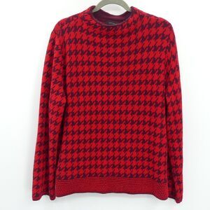 Ann Taylor Cotton Blend Mock Neck Sweater Size XXL Red Houndstooth Plaid